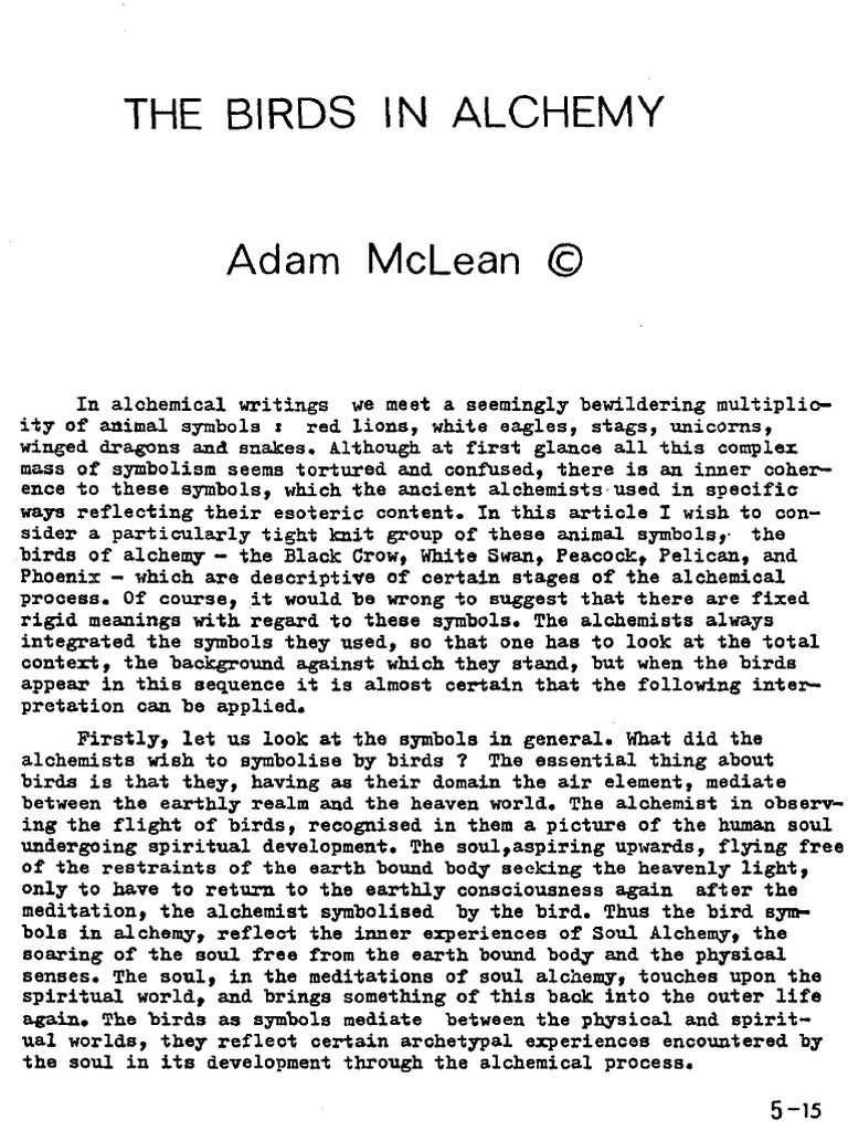 Birds as Symbols in Alchemical Process | PDF | Alchemy