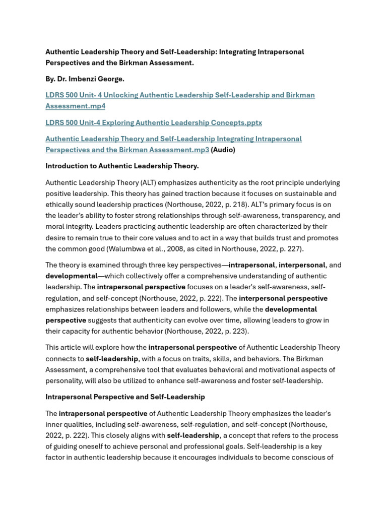 Birkman Assessment in Authentic Leadership | PDF | Leadership | Self ...