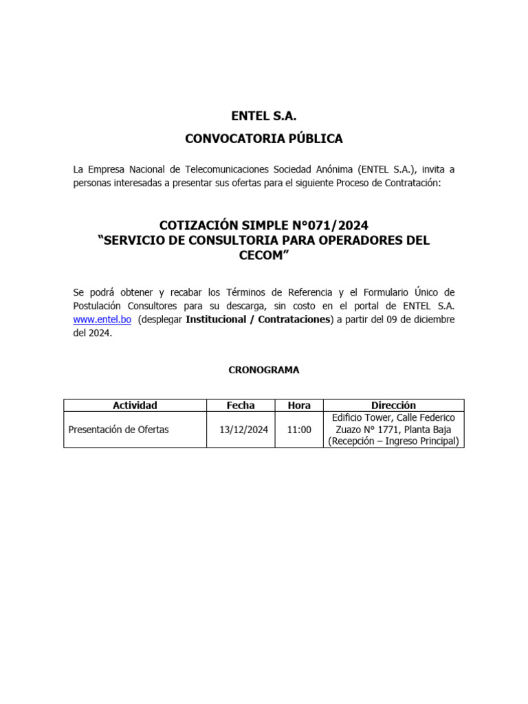 Invitacion CS 71 2024 | PDF