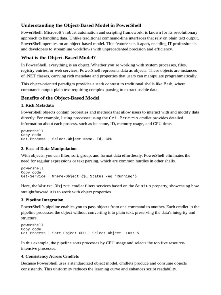 Understanding The Object-Based Model in PowerShell | PDF | Computer ...