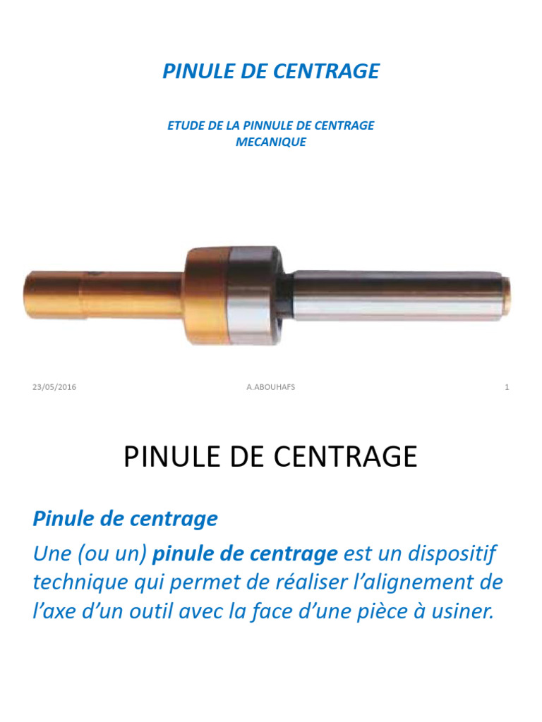 Étude sur la Pinule de Centrages | PDF | Usinage