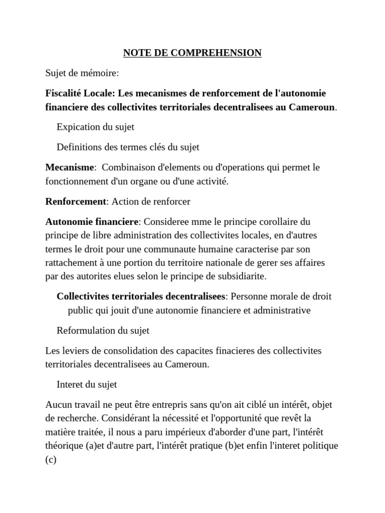 Autonomie financière des collectivités au Cameroun | PDF ...