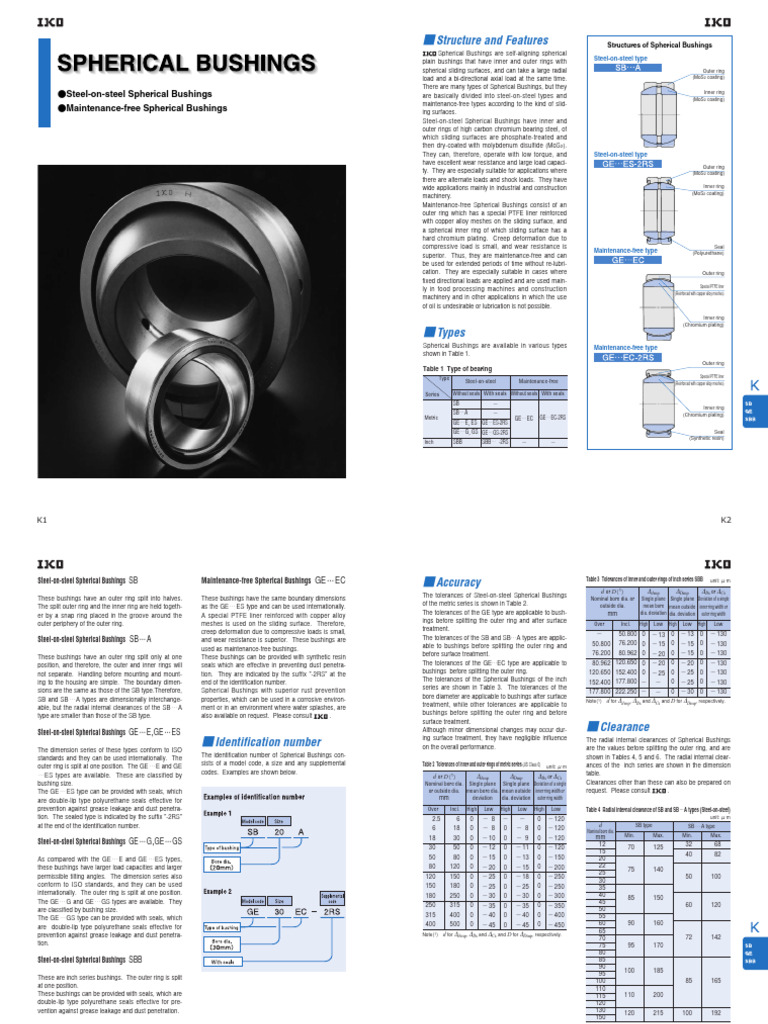 Hardened Steel Sleeve Spherical Bushings | PDF | Engineering Tolerance ...