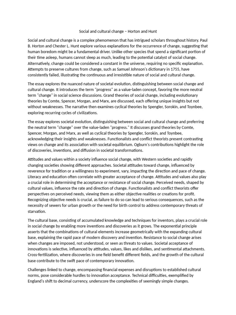 Understanding Social and Cultural Change | PDF | Innovation ...