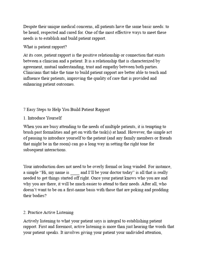 rapport | PDF | Communication | Psychological Concepts