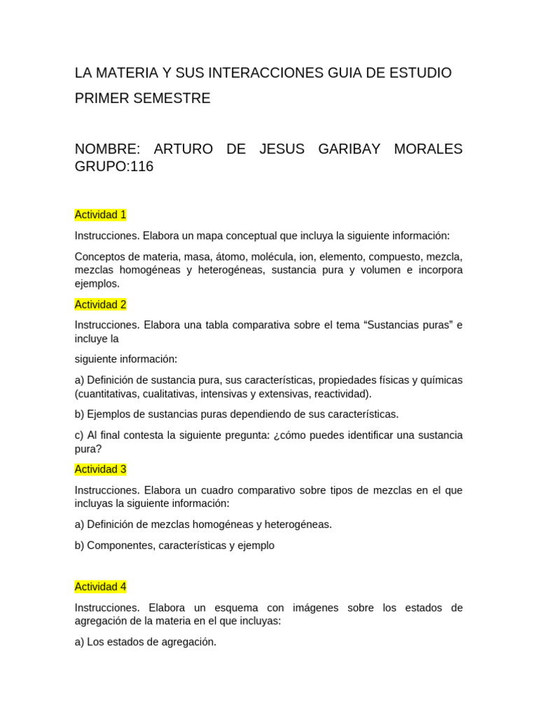 La Materia y Sus Interacciones Guia de Estudio | PDF | Importar | Mezcla