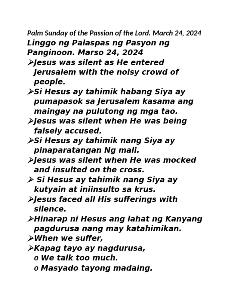 Palm Sunday of the Passion of the Lord, 2024 PDF