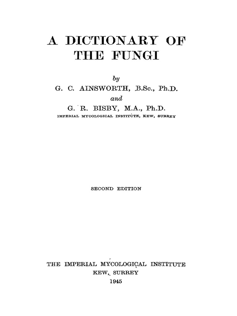 A dictionary of the fungi by ainsworth and bisby pdf mycology