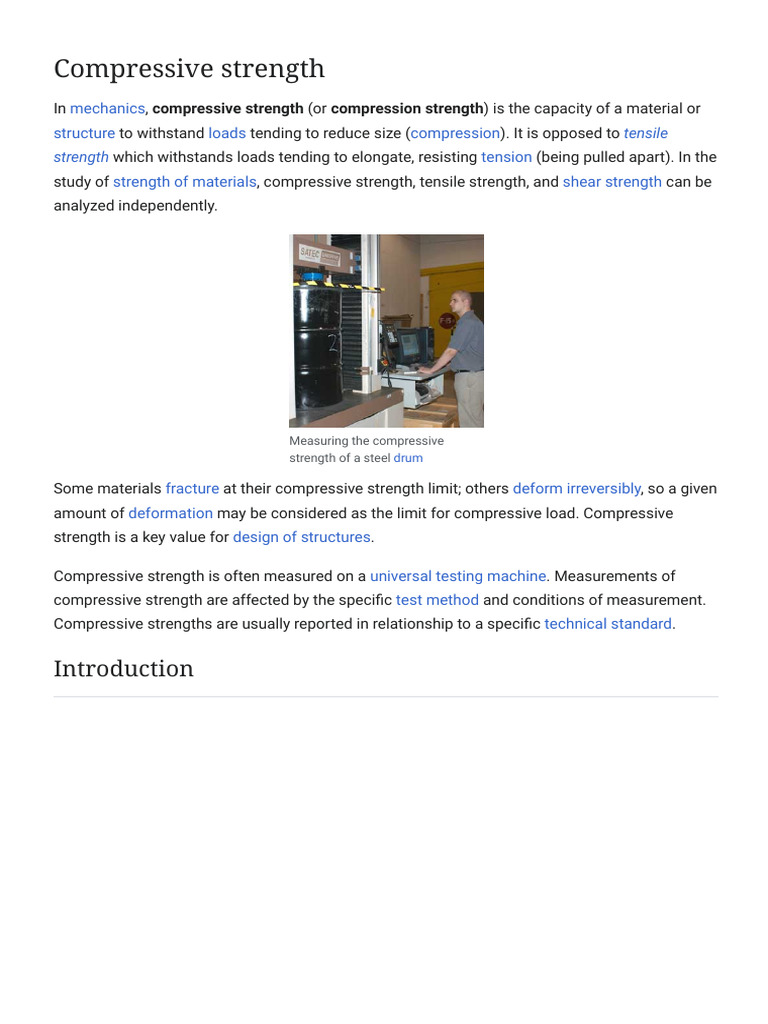 Compressive Strength in Materials Testing | PDF | Deformation ...