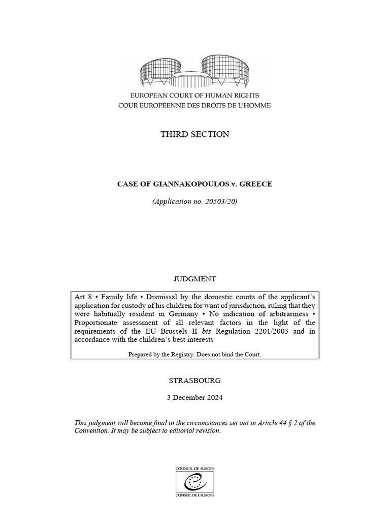 CASE OF GIANNAKOPOULOS v. GREECE | PDF | Public Law | Judiciaries