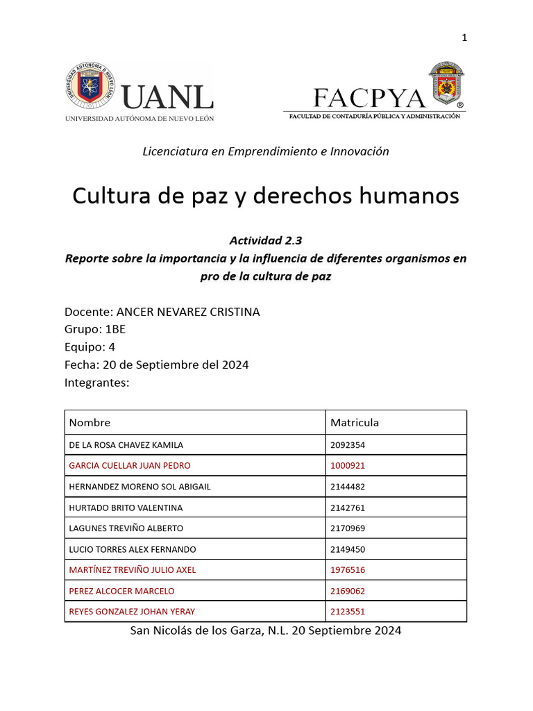 Actividades de Cultura de La Paz | PDF | Naciones Unidas | Relaciones ...