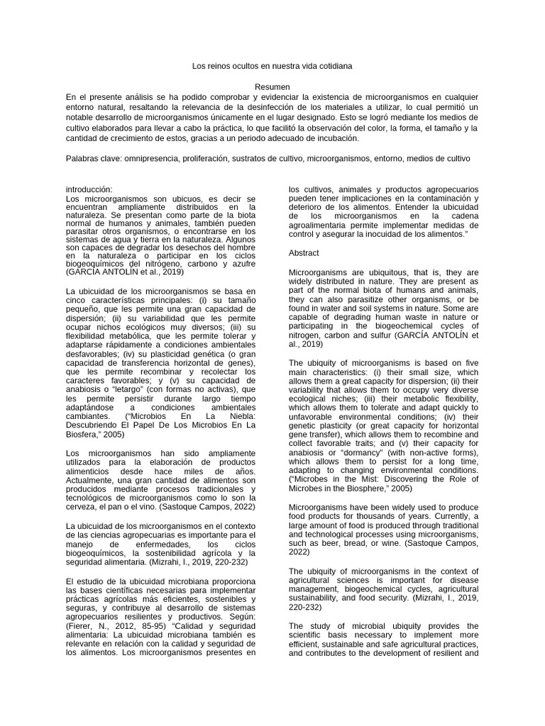 Ubicuidad Microbiana | PDF | Las bacterias | Naturaleza