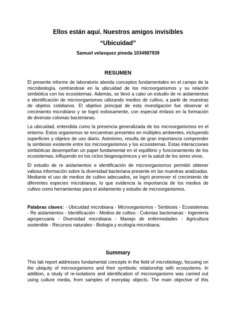 Ubiquidad Microbiana y Ecosistemas | PDF | Las bacterias | Microorganismo
