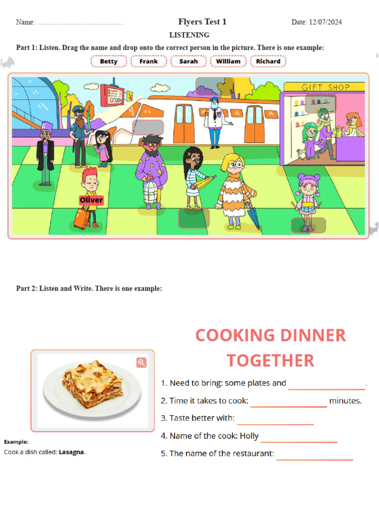 Listening and Reading Test for Kids | PDF