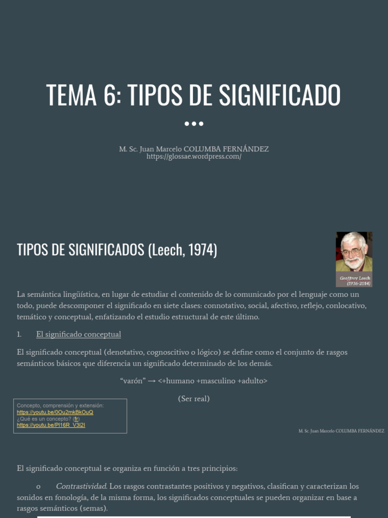 LIN 136 - TEMA 6 - Tipos de Significado | PDF | Semántica | Ciencia ...