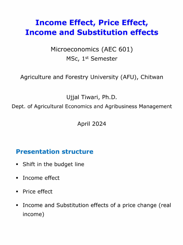 Income Effect, Price Effect, Income and Substitution Effect | PDF