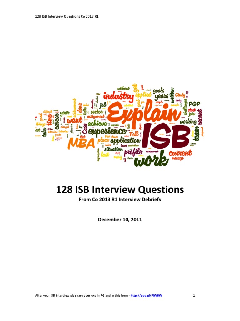 Comprehensive ISB Interview Guide | PDF | Master Of Business ...