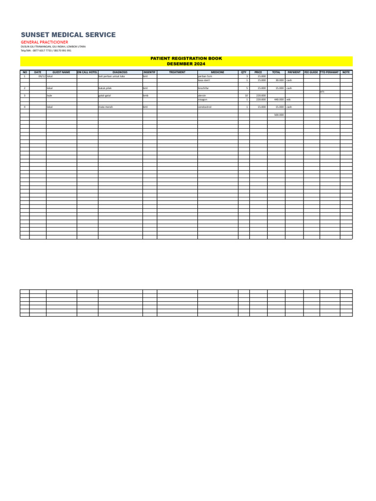 PATIENT REGISTER BOOK SMS - DES 2024.xlsx - 9 | PDF