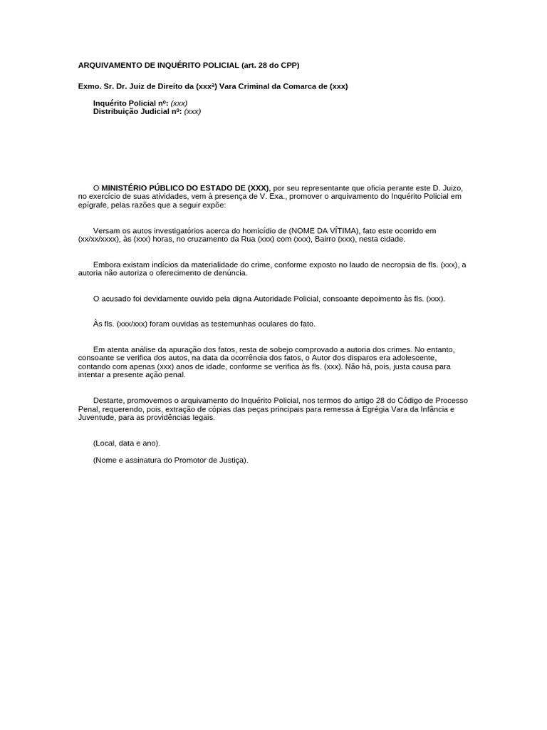 Arquivamento de Inquérito Policial | PDF