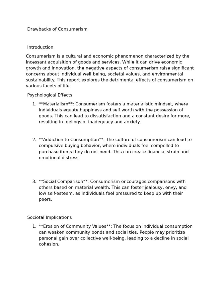 Consumerism Drawbacks Pdf Sustainability Consumerism