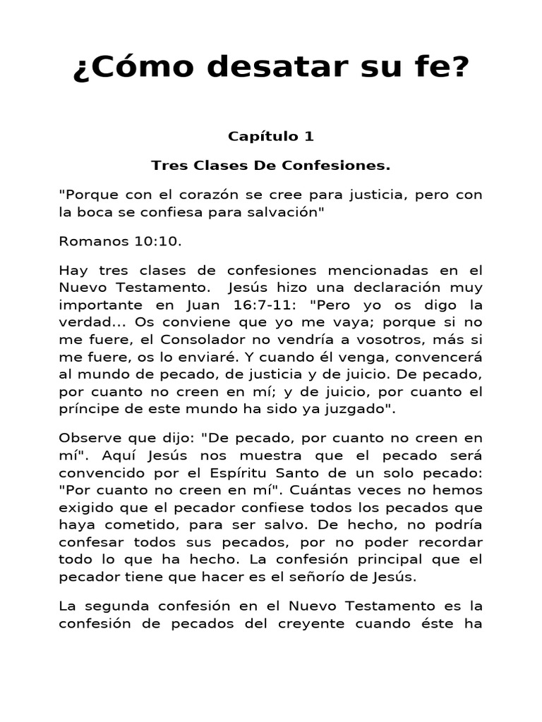 Como Desatar Su Fe Media Carta para Imprimir | PDF | Pecado | Cristo ...