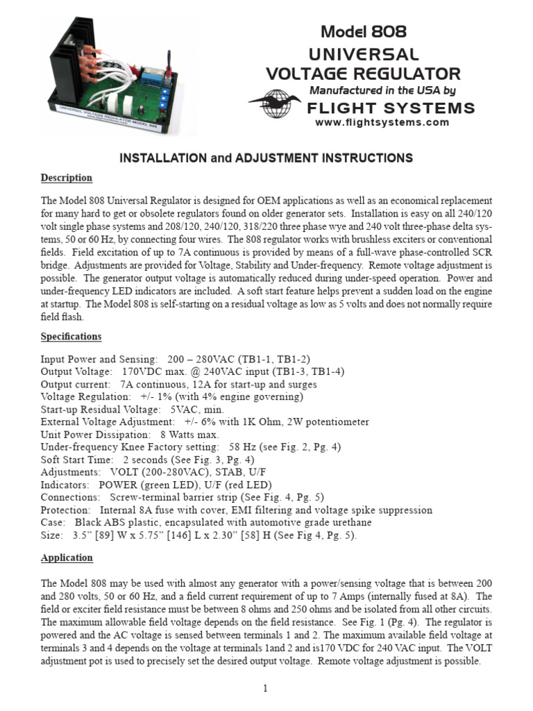 Model 808 Installation Manual | PDF | Electric Generator | Electrical ...