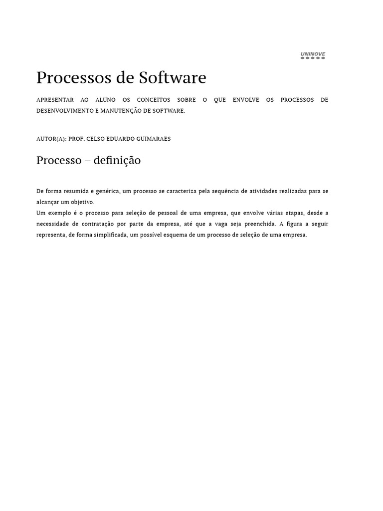 Processos de Desenvolvimento de Software | PDF | Programas | Engenharia ...