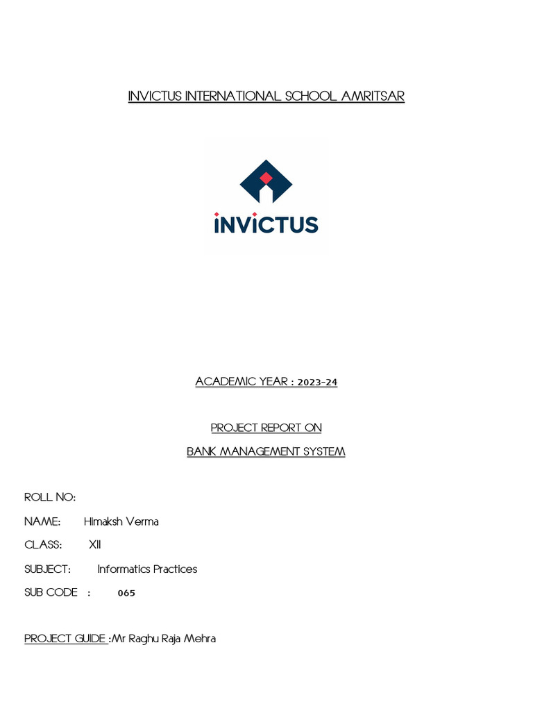 Bank Management System Project Report Pdf Software Testing System