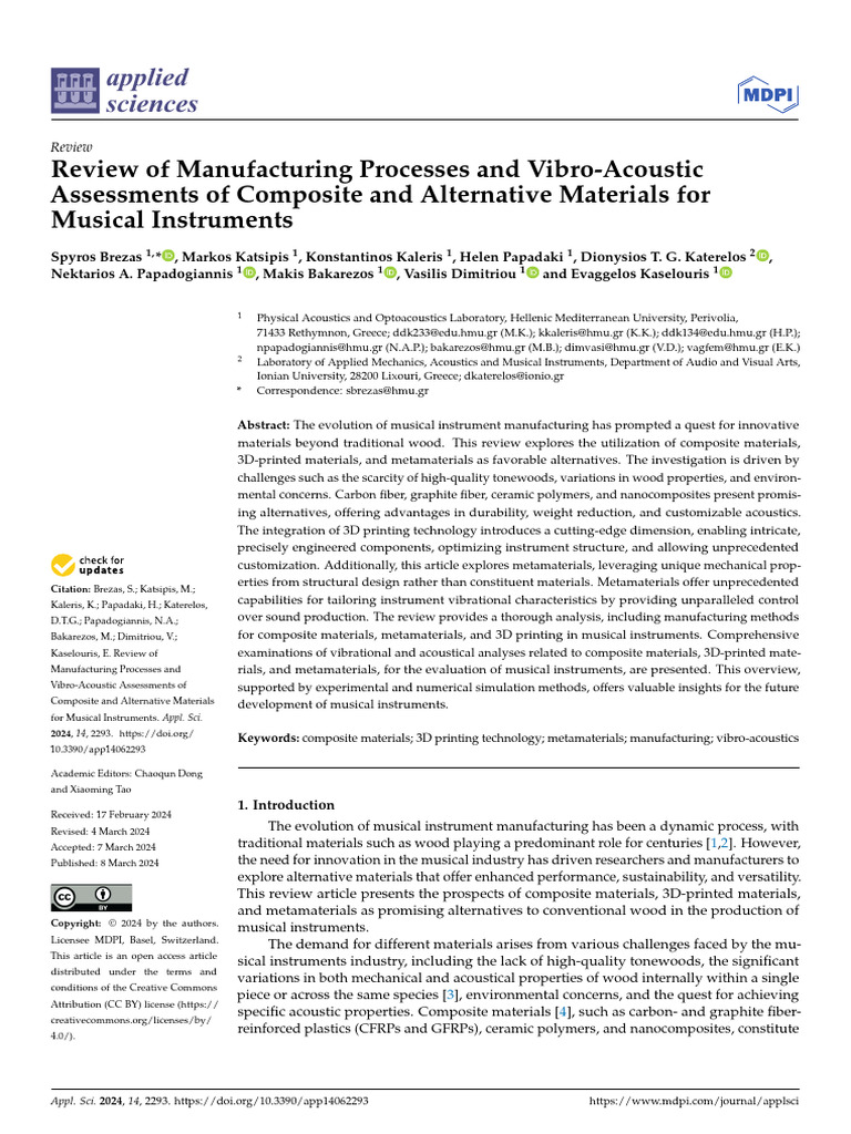 Innovative Materials for Musical Instruments | PDF | Composite Material ...