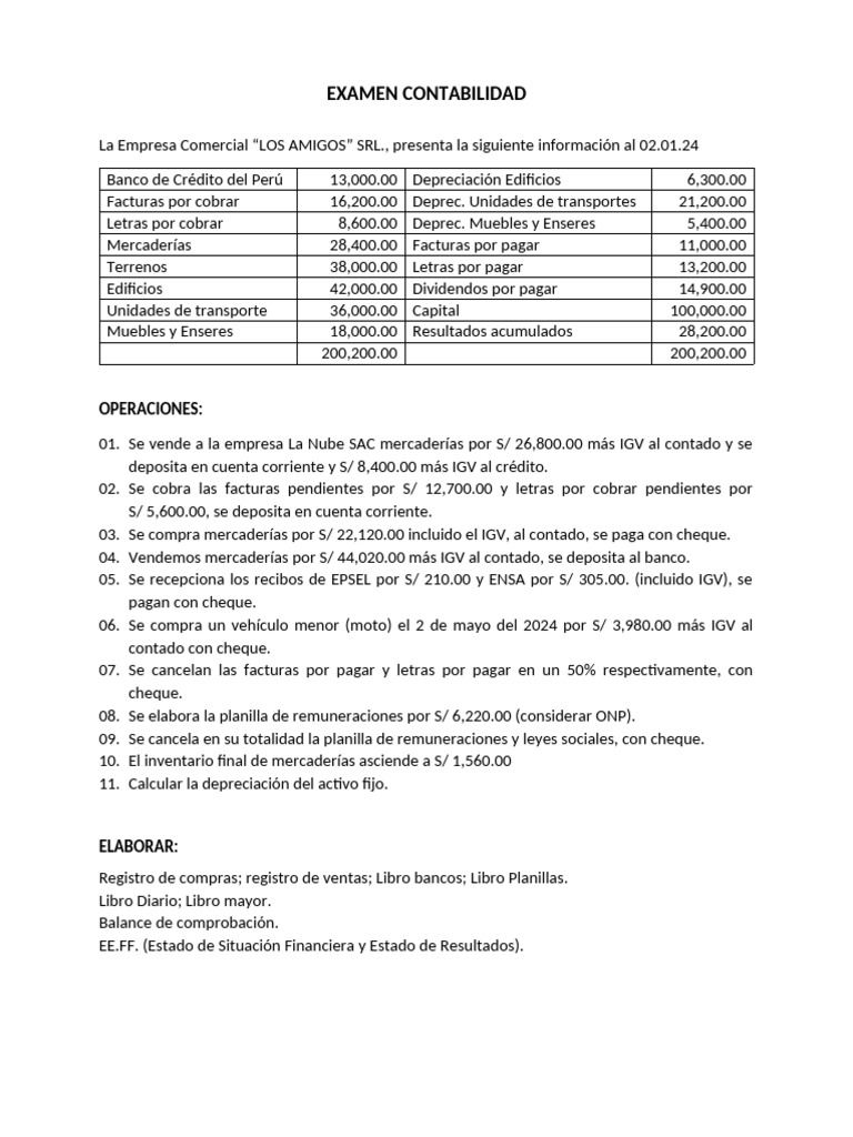 Examen Contabilidad Pdf