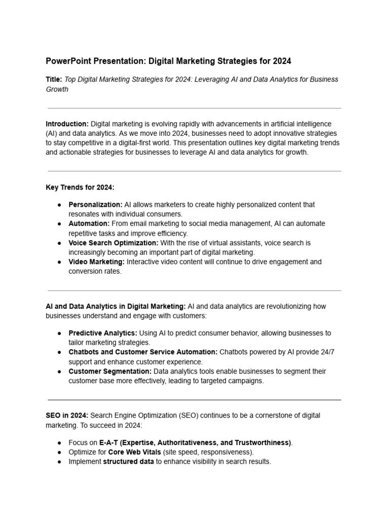 PowerPoint Presentation - Digital Marketing Strategies For 2024 | PDF ...