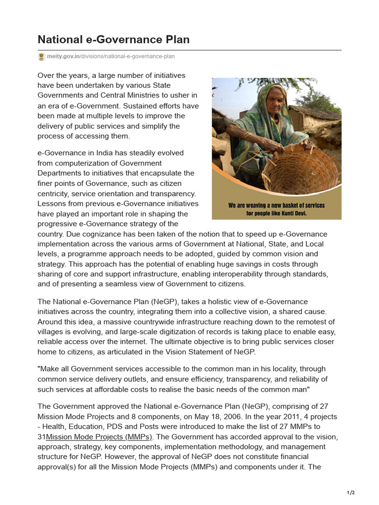 Meity - Gov.in-National E-Governance Plan | PDF | Enterprise ...