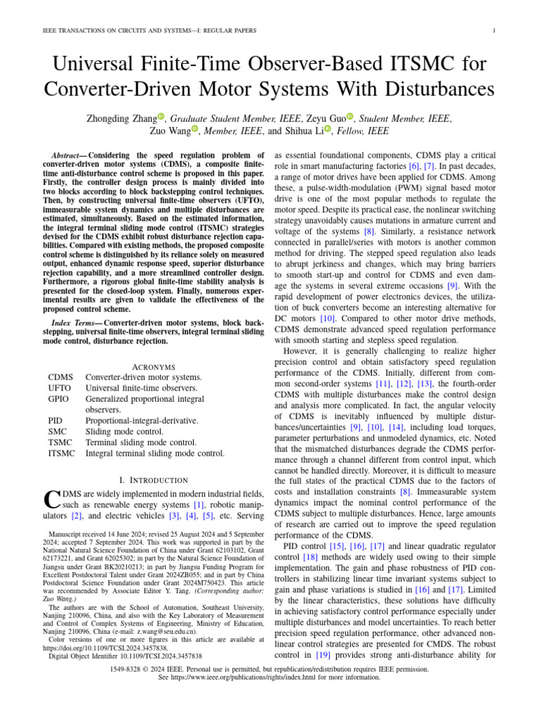 Finite-Time Control for Motor Systems | PDF | Control Theory | Applied ...