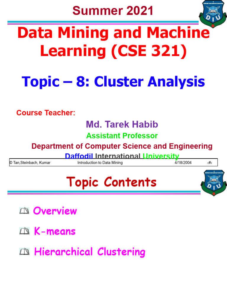 Cluster Analysis in Data Mining | PDF | Cluster Analysis | Algorithms ...