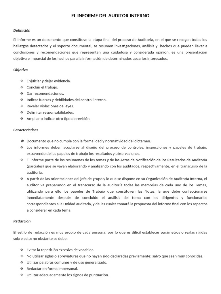 Resumen Tema 8 El Informe Del Auditor Interno | PDF | Auditoría | Contralor