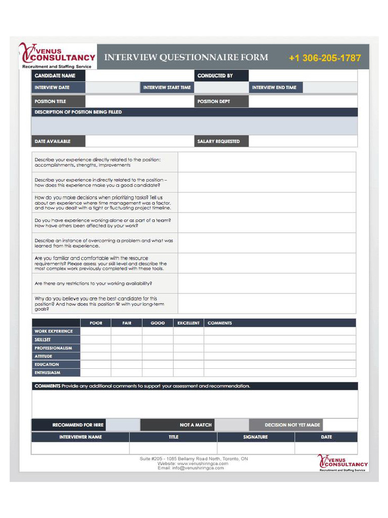 Venus Hiring Interview | PDF