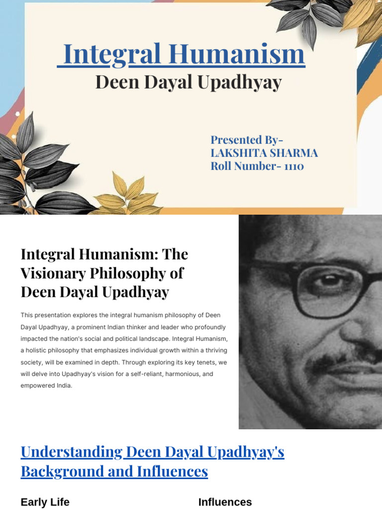 Integral Humanism by Deen Dayal Upadhyay | PDF | Sustainability | Humanism