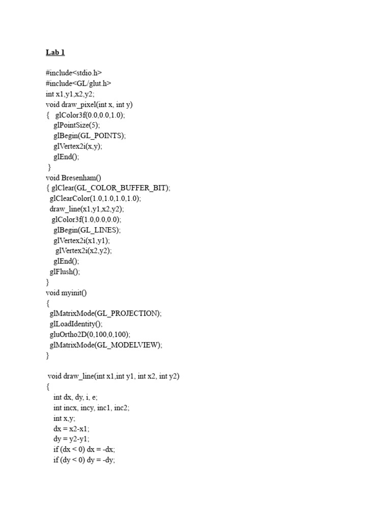 OpenGL Line and Shape Drawing Labs | PDF | Texture Mapping | Image ...