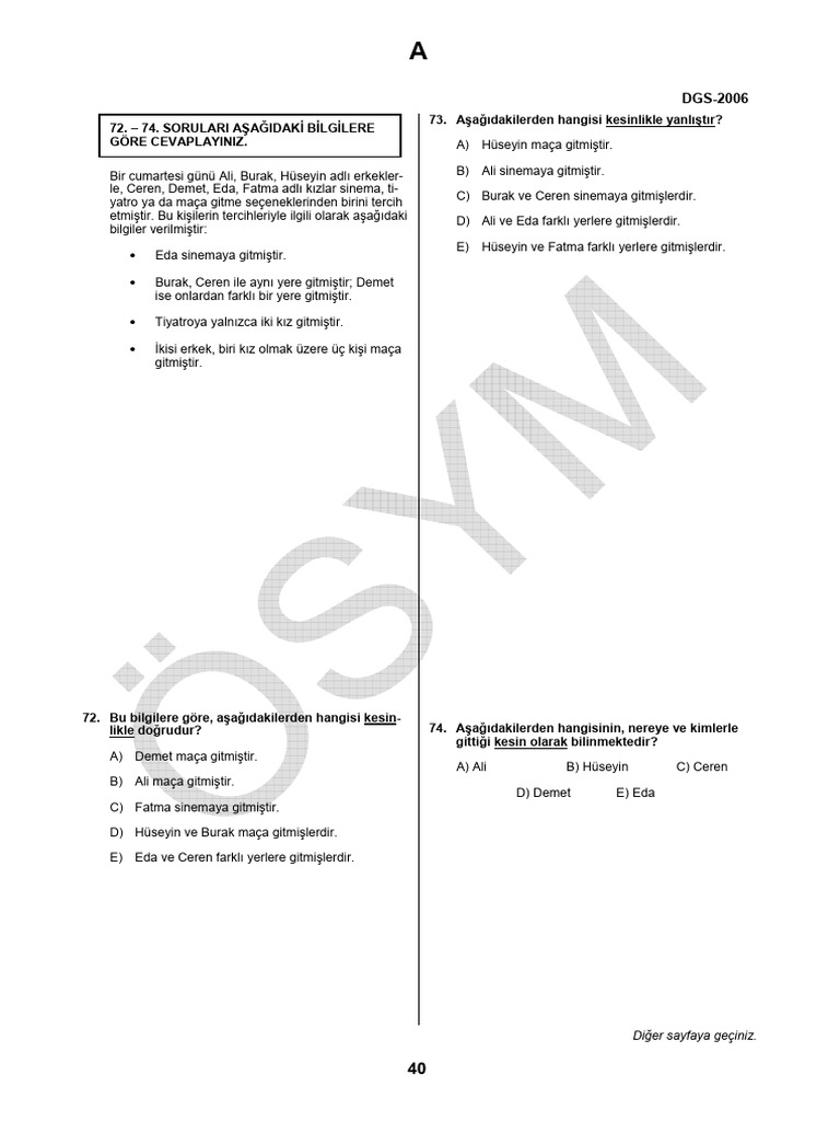 Çıkmış Sözel Mantık Sorular | PDF