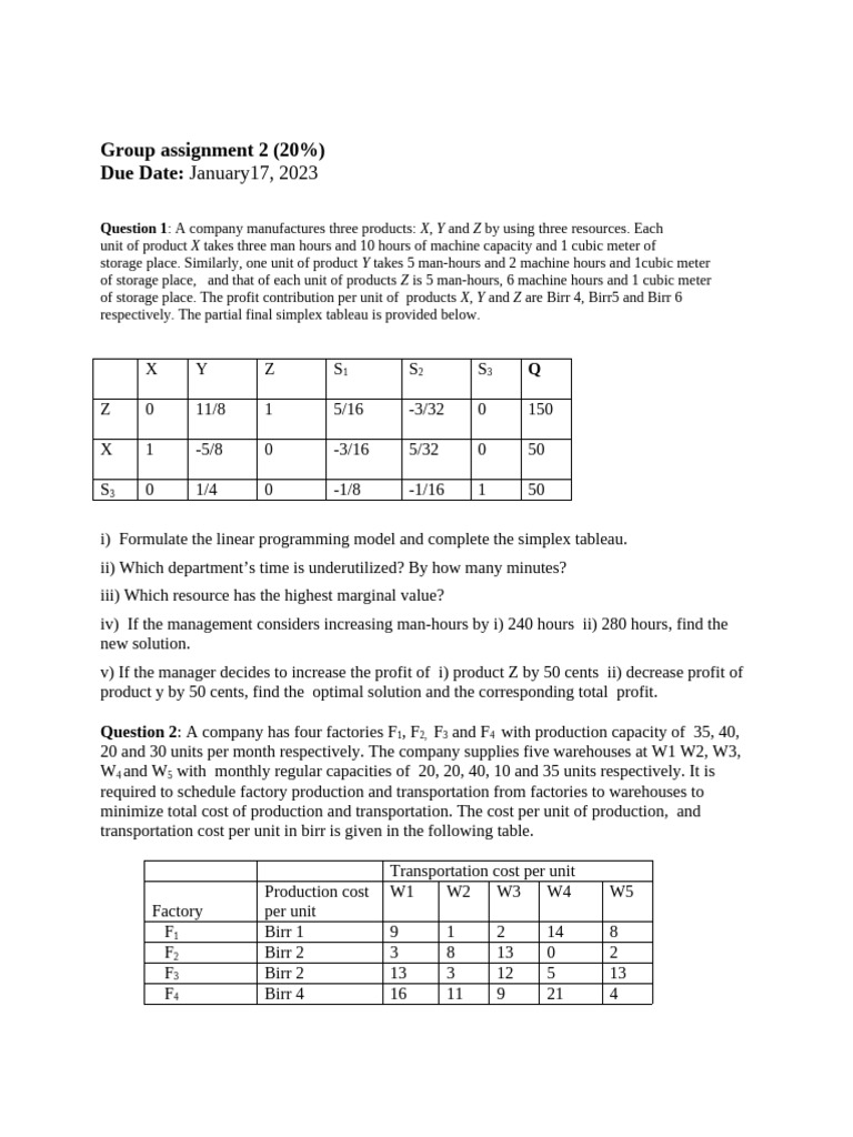 OR group assignment 2 | PDF | Applied Mathematics