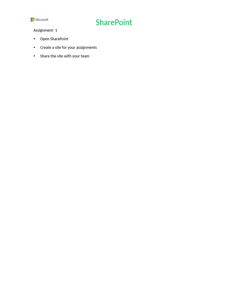 SharePoint Assignment Site Setup Guide | PDF