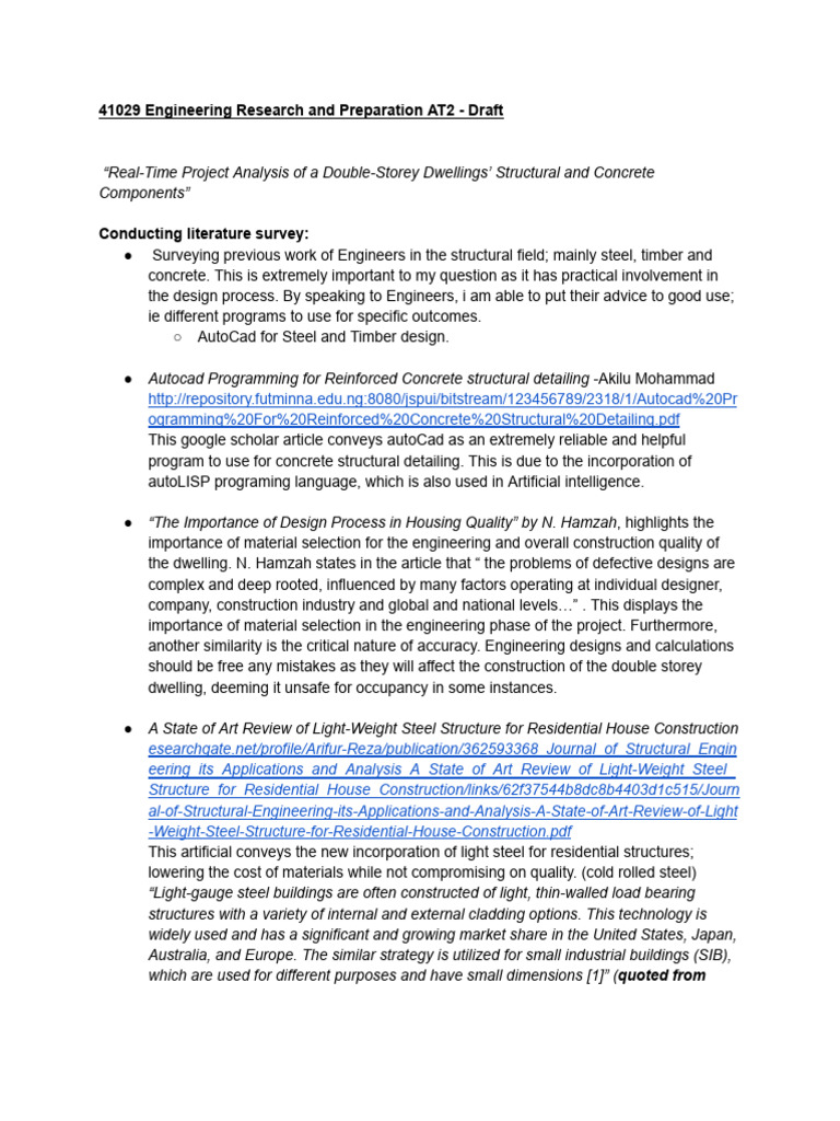 Engineering Research and Preparation AT2 - Draft | PDF | Engineering
