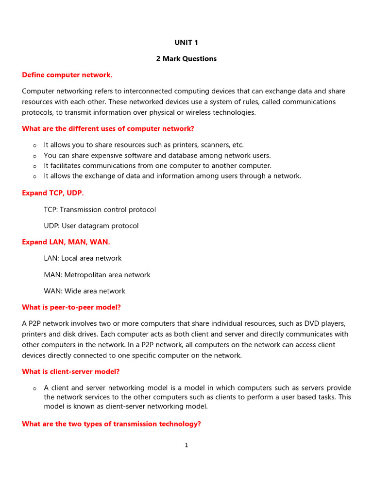 UNIT 1 | PDF | Computer Network | Network Switch