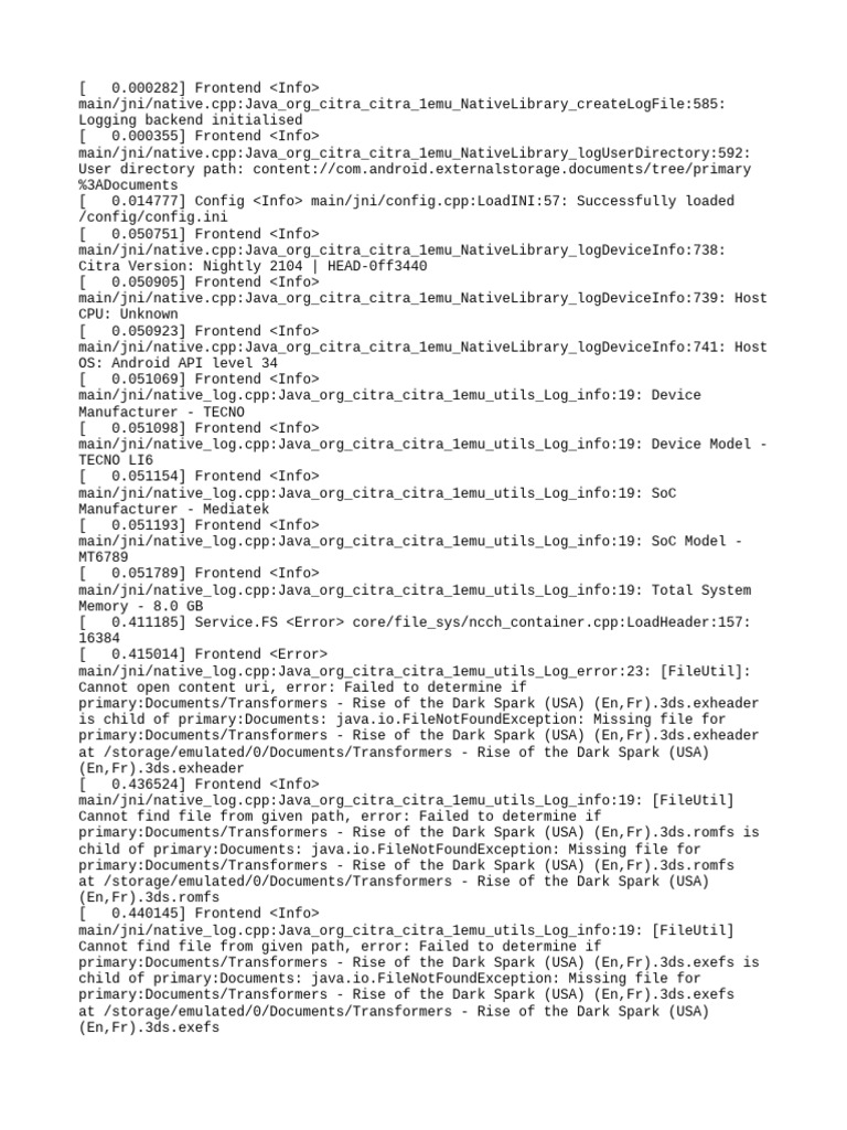 Citra Emulator Log Analysis | PDF | Computing | Computing Platforms