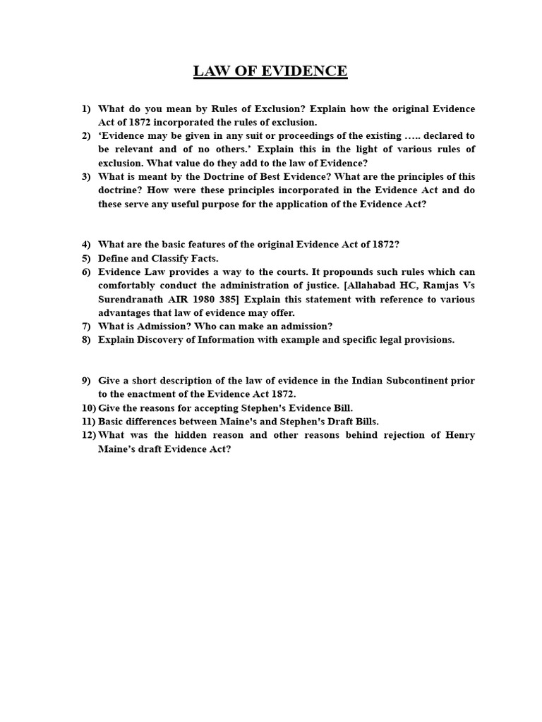 Law of Evidence | PDF