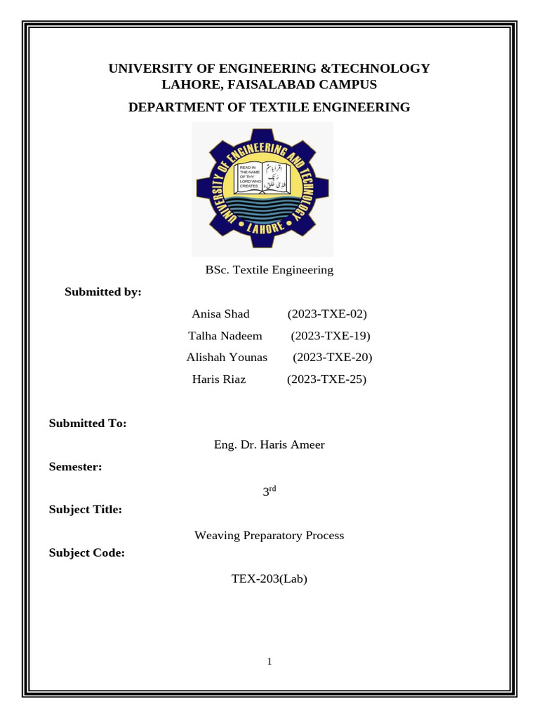 Weaving Lab Report 2 Final | PDF | Yarn | Weaving