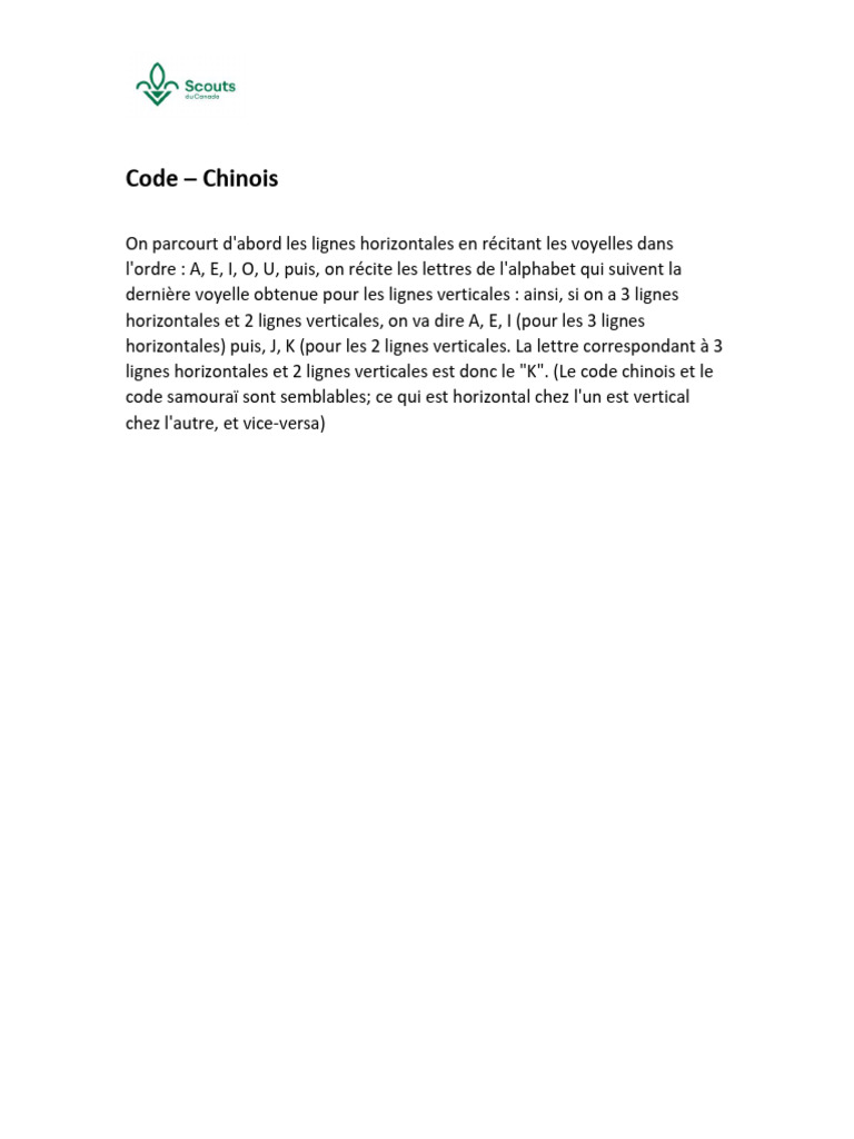 Code Chinois et Samouraï Comparé | PDF