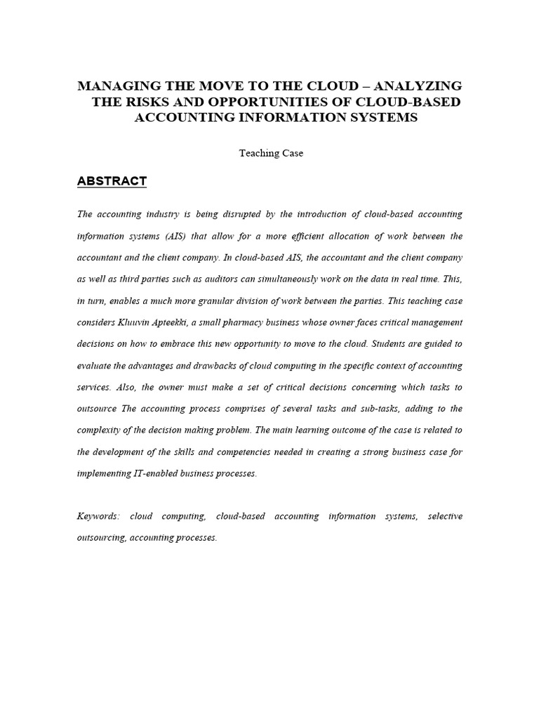 Managing Move To The Cloud Preprint | PDF | Cloud Computing | Software ...