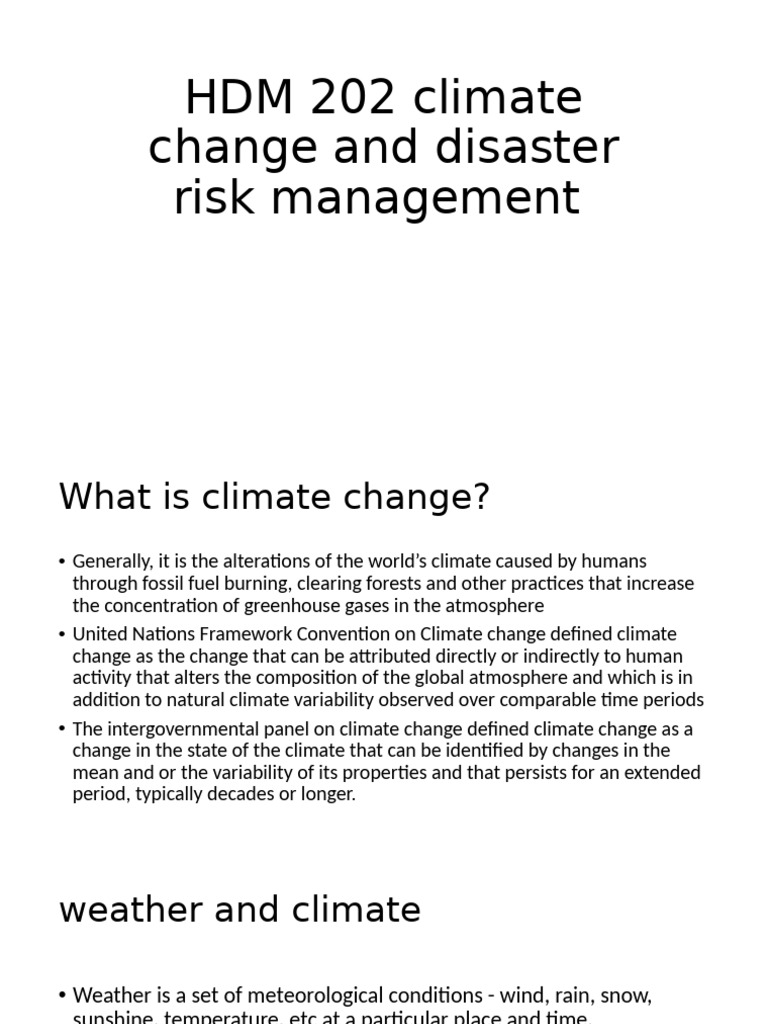 HDM 202 Climate Change and Disaster Risk Management | PDF | Climate ...