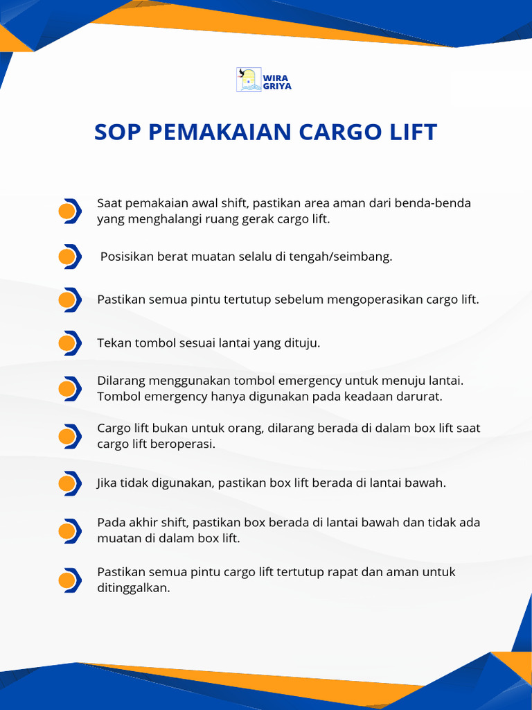 SOP Penggunaan Cargo Lift untuk Operator | PDF